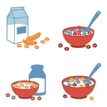 Creative Breakfast Bowl Art Showcasing Delicious Cereal and Milk for Design Projects vector