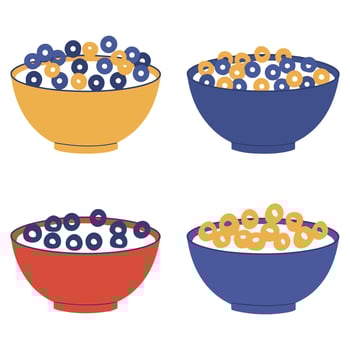 Playful and Cheerful Breakfast Bowl Graphics of Cereals Perfect for Food-Themed Artwork vector