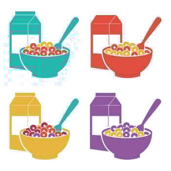 Creative Breakfast Bowl Vectors Art of Cheerful Cereals and Milk for Food Design Projects