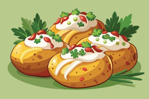 A Stuffed Potatoes on a Plate vector