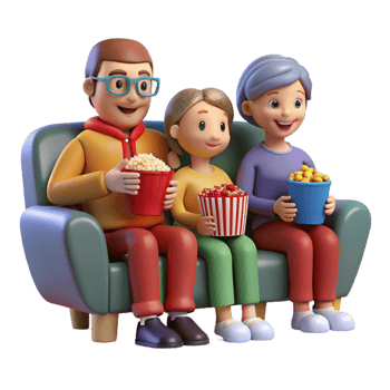 Family Enjoying Movie Night at Home png