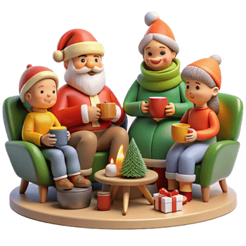 Family Enjoying Time Around Christmas Tree png