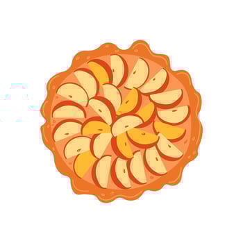 flat icon illustration of dessert and bakery products. Doodle style drawing isolated on white background .Hand drawn pie illustration sweet with fruit for banner web and social media . vector