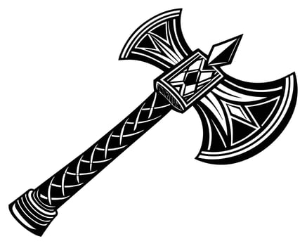 Ornate Black and White Double-Axe Illustration vector