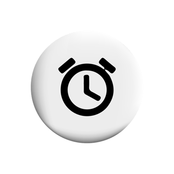 Clock icon or alarm on a white button png