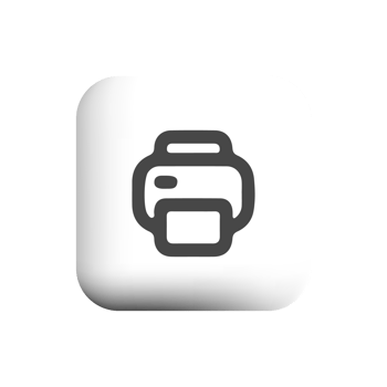 Printer icon on white square button png