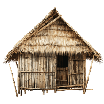 Bamboo Hut Thatched Roof Tropical Home Simple Shelter, png