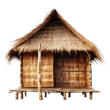 Thatched Bamboo Hut Simple Design Rural Shelter png
