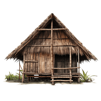 Traditional Thatched Bamboo Hut Island Home Tropical House, png