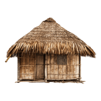 Traditional Bamboo Hut Thatched Roof Rural House Simple Design png