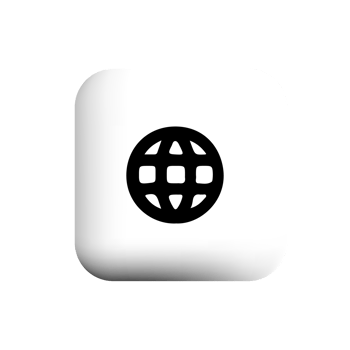 Globe icon on a white square button png