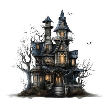 Haunted Victorian Mansion Spooky Halloween House Dark Fantasy Gothic Architecture png