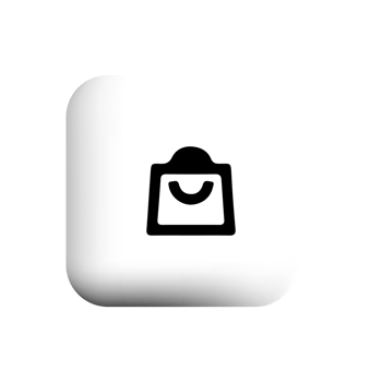 A black and white icon of a shopping bag png