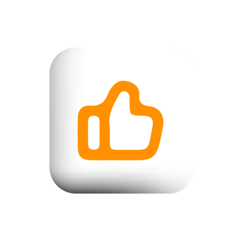 like button icon, orange thumb up icon, white square button png
