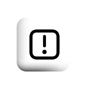 Warning icon on white square with shadow png