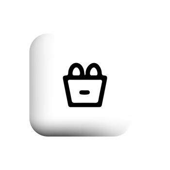 Shop bag icon on white square with shadow png