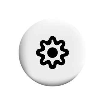 Setting icon gear wheel symbol on a white button png