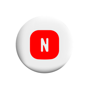 Netflix icon logo on a white button png