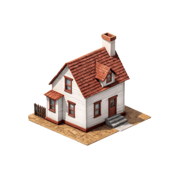 A small house with a red roof on a black background png