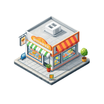 An isometric illustration of a small store png
