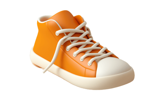 An orange shoe with white laces on it png
