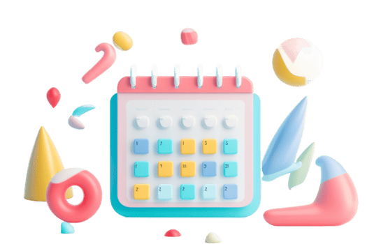 Colorful 3D Calendar with Abstract Shapes png