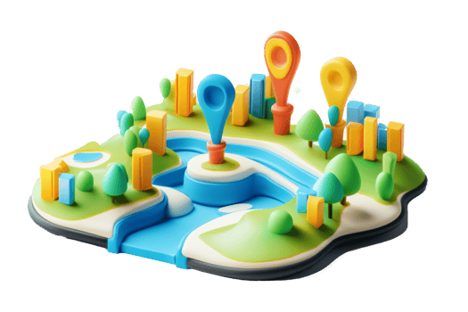 Colorful 3D City Map Illustration png
