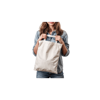 A woman holding a white shopping bag png