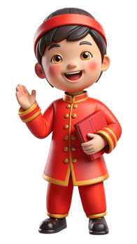 3D chinese kid with happy gesture png