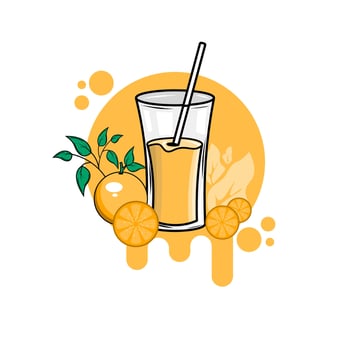 orange juice aesthetic doodle design ilustration template vector