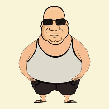 Fat old man isolated on a white background illustration vector