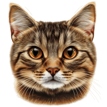 Tabby Cat Face with Golden Eyes png