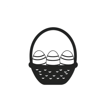 A woven basket filled with colorful eggs, perfect for Easter celebrations. png