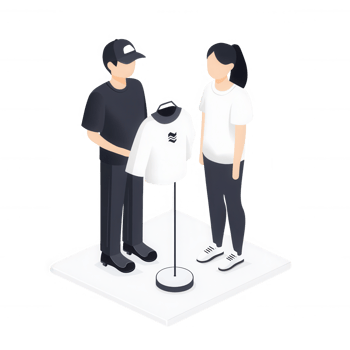 Stylish couple shopping for trendy clothing in a modern retail space. png