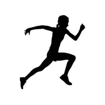 Silhouette of a woman running, highlighting athleticism. vector