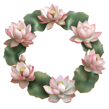 Beautiful Lotus Blossom Wreath Illustration png
