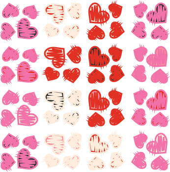 Valentine's Day romantic pattern with cute colorful hearts png