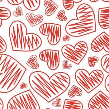 Valentine's Day romantic seamless pattern with cute cartoon hearts. Love background for february 14 png