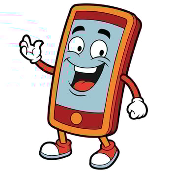 a cartoon mobile phone character white background vector