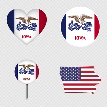 Iowa State Flag Icons Pack. illustration. vector