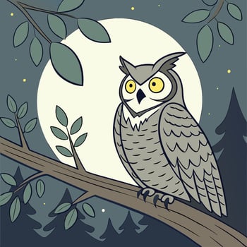 The illustration of great horned owl bird vector