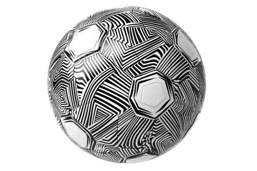 Abstract patterned soccer ball with geometric black and white design, isolated on a transparent background for sports or design themes. png