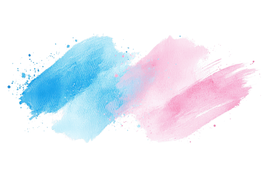 Abstract watercolor splash blending vibrant pink and blue hues beautifully on a clean transparent background. perfect for creative design projects. png