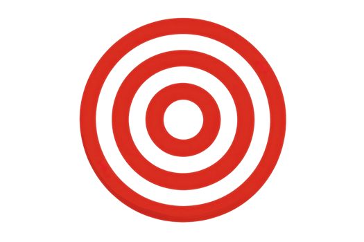 Concentric red circles forming a target symbol on a transparent background. representing precision, focus, and goal achievement in design. png