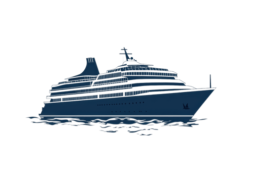 Elegant cruise ship sailing through calm waters, representing luxury travel and exploration in the open sea under a blue sky. png