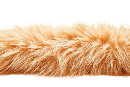 Close-up of soft, fluffy orange fur texture, capturing the delicate details and vibrant color suitable for backgrounds and design use. png