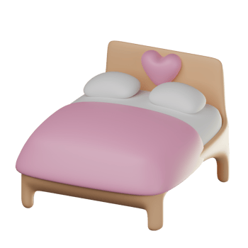 3D Couple Bed Icon Illustration Render png