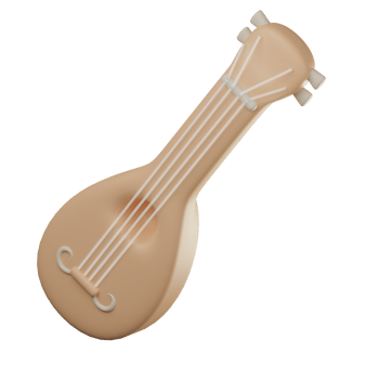 3D Lute Icon Illustration Render png