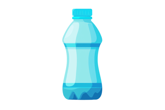 Illustration of a blue plastic water bottle isolated on a transparent background. representing hydration, freshness, and eco-friendly packaging. png