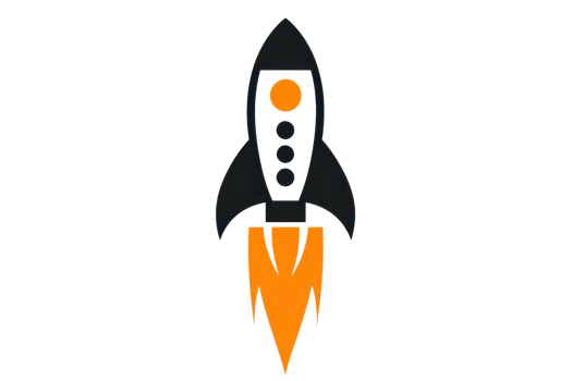 Illustration of a rocket ship launching with bright orange flames. Perfect for space exploration themes and futuristic concepts. png